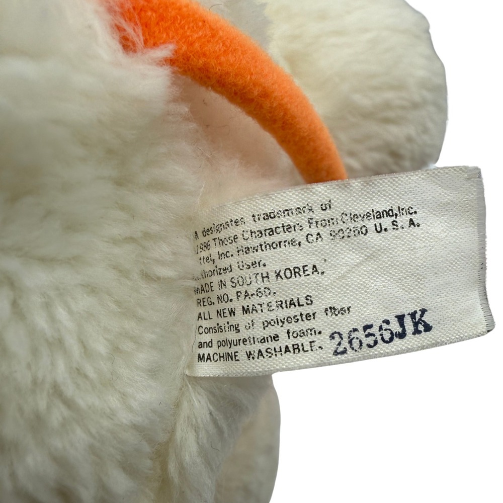 Vintage Popples Plush Bibsy Baby Bib White Mattel Toy 1986 - 12" with Bib, Curls - Picture 8 of 9
